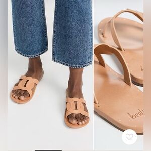Beek Tan Leather Slide Sandals